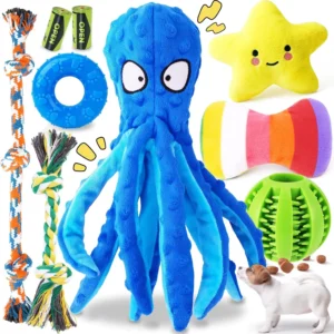Interactive Squeaky Octopus Dog Toys, 9-Pack Plush