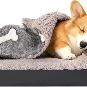 Dog Bed with Pillow and Blanket Attached, 30''X20''