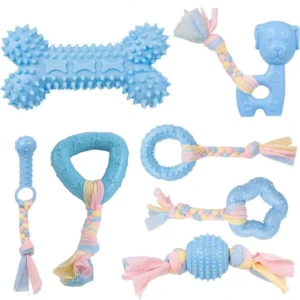 Durable Squeaky Dog Chew Toys Non-Toxic Puppy Teething Bones