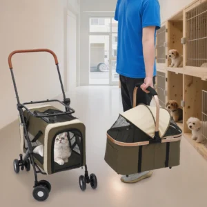 Pet Stroller Foldable Pet Stroller, 2 Pet Carriers for Small & Medium