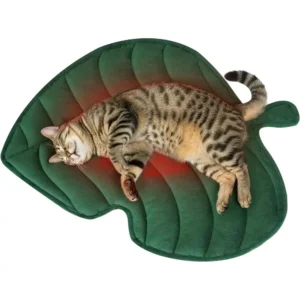 Green Leaf Shaped Self Warming Cat ~ Dog Bed Mat.