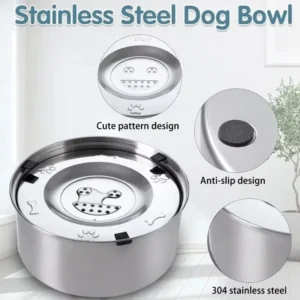 Big Capacity Stainless Steel Dog Floating Bowl, No Spill
