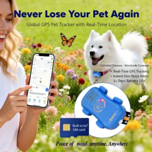 GPS Pet Tracker for Dogs Cats Built-in IoT Sim WiFi Tracking