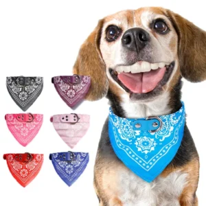 Adjustable Dog Bandana Leather Printed Soft Collar For Dog Pet Supplies Cat Scarf