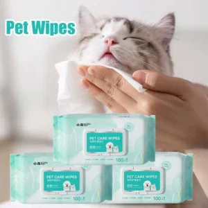 100 Sheets Pet Wipes Cat Dog Deodorant Moisturizing Cleaning Tear Stains