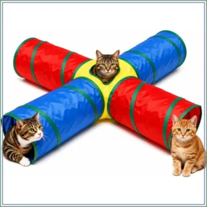 Cat Toys - 4-Way Tunnel with Peek Hole & 2 Mice