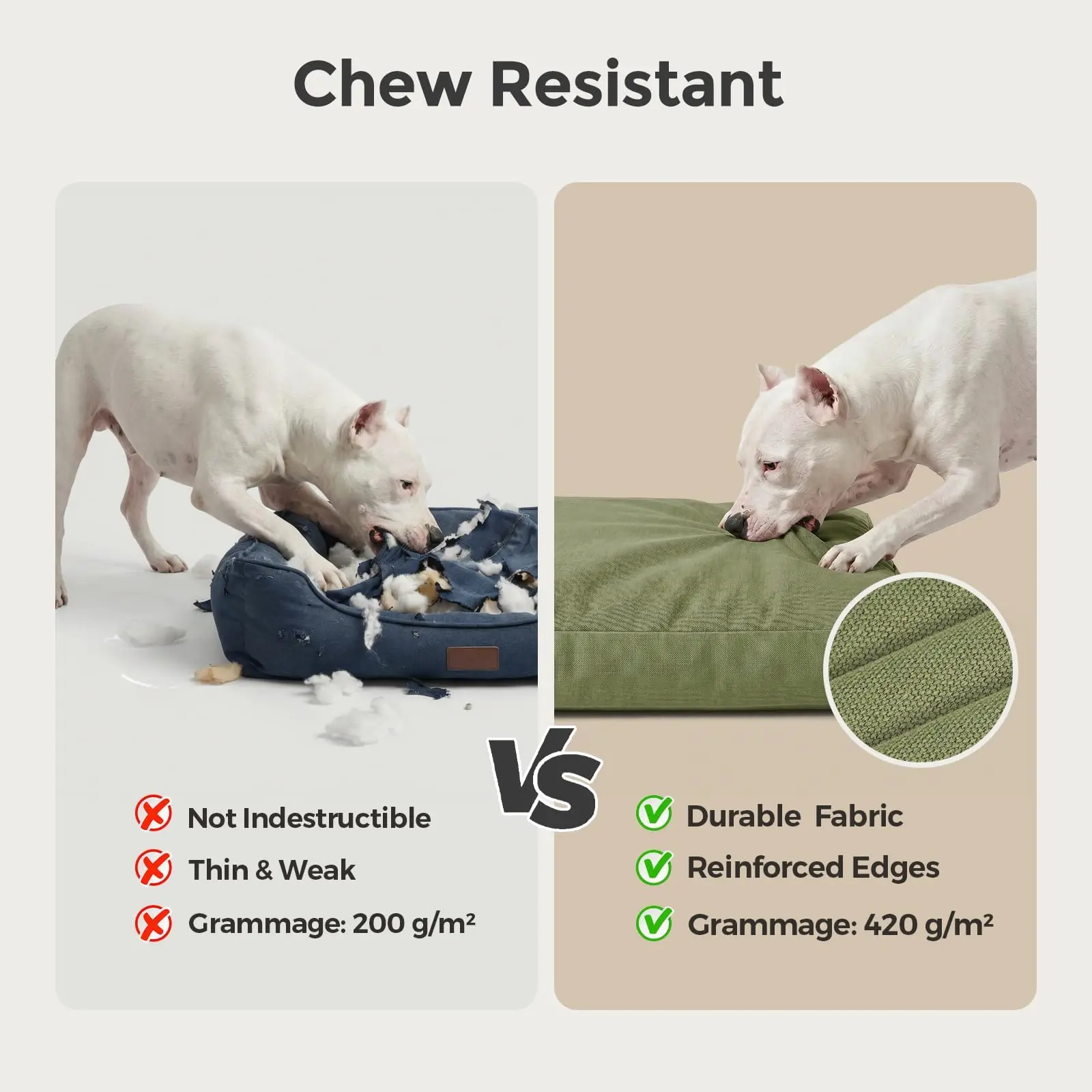 42 Inch Indestructible Canvas Outdoor Dog Bed for Extra Large Dogs, Chew Proof Waterproof Pet Bed - Image 5
