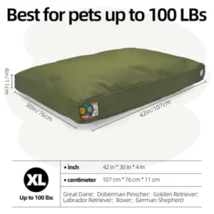 42 Inch Indestructible Canvas Outdoor Dog Bed for Extra Large Dogs, Chew Proof Waterproof Pet Bed - Thumbnail Image 3