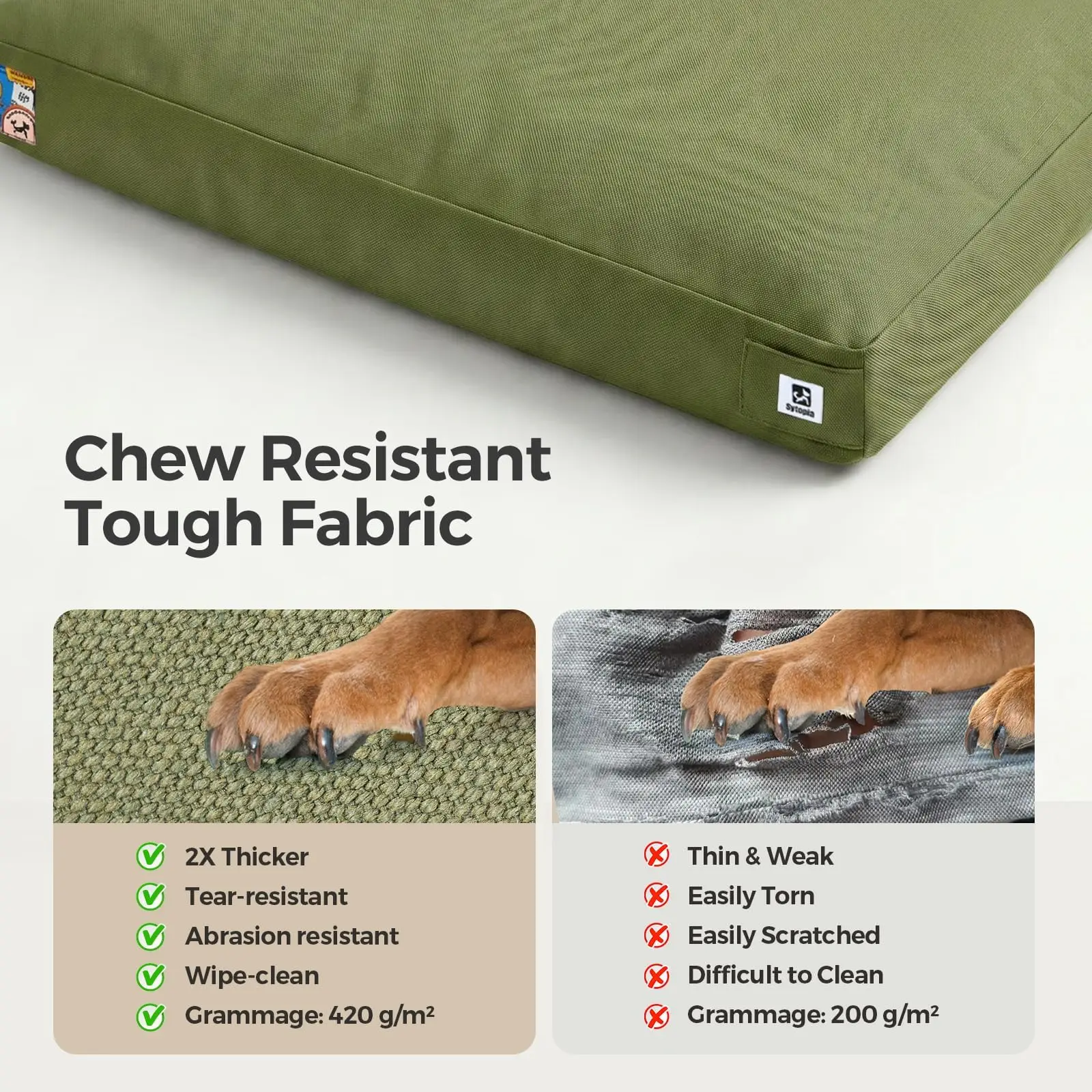 42 Inch Indestructible Canvas Outdoor Dog Bed for Extra Large Dogs, Chew Proof Waterproof Pet Bed - Image 6