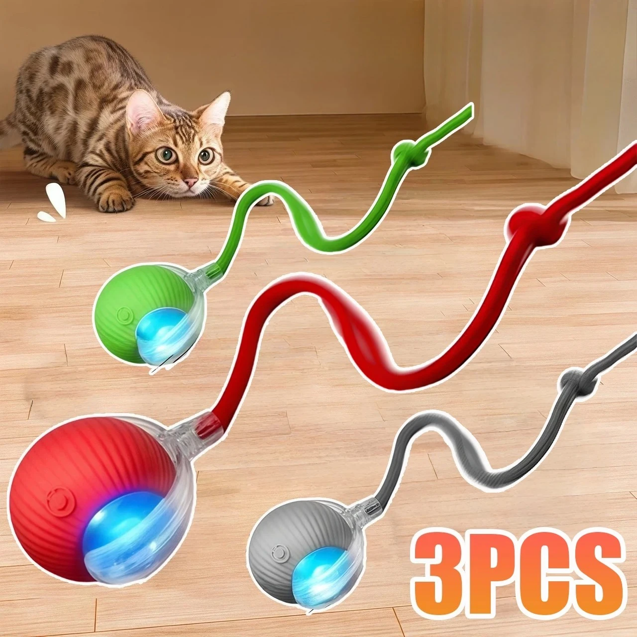 New Cat Interactive Ball Toy Automatic Rolling Ball Faux Tail Rechargeable Smart Pet Toy - Image 1