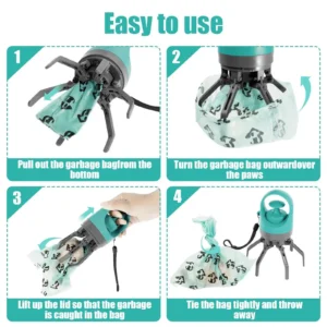 Portable Dog Pooper Scooper Outdoor Pet Waste Pick-up Cleaner Built-in Garbage Bag Handheld Pet Poop Grabber No Touch Design - Thumbnail Image 4