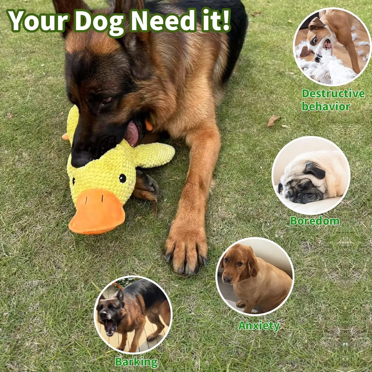 Duck Dog Toy Plush Chew Resistant Durable Dog Toy with Quacking Sound - Image 3