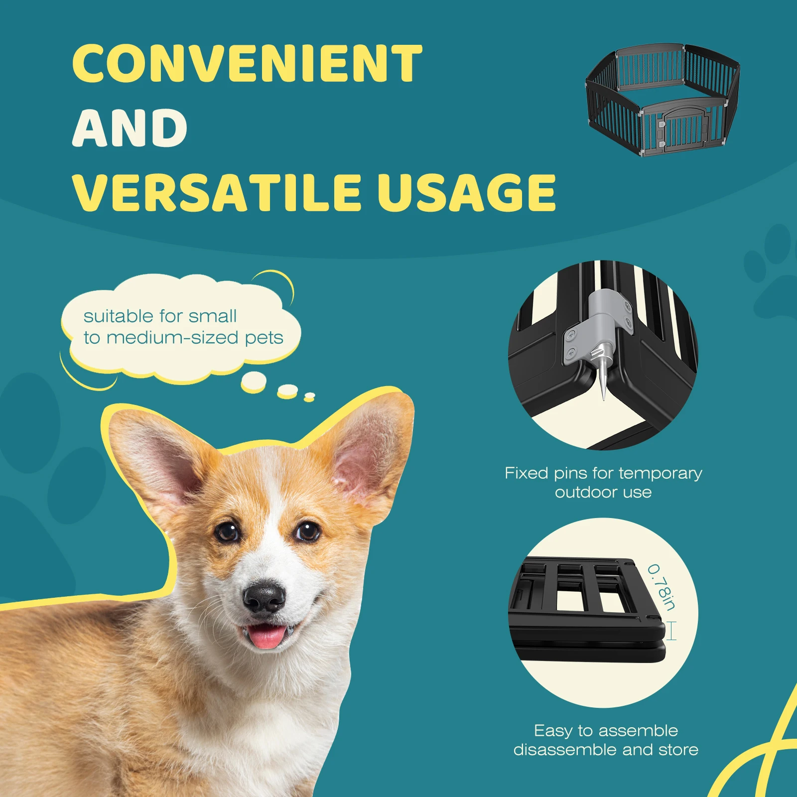 JHK Plastic Dog Playpen 6 Panel 24IN Expandable Durable Pet Fence - Image 4