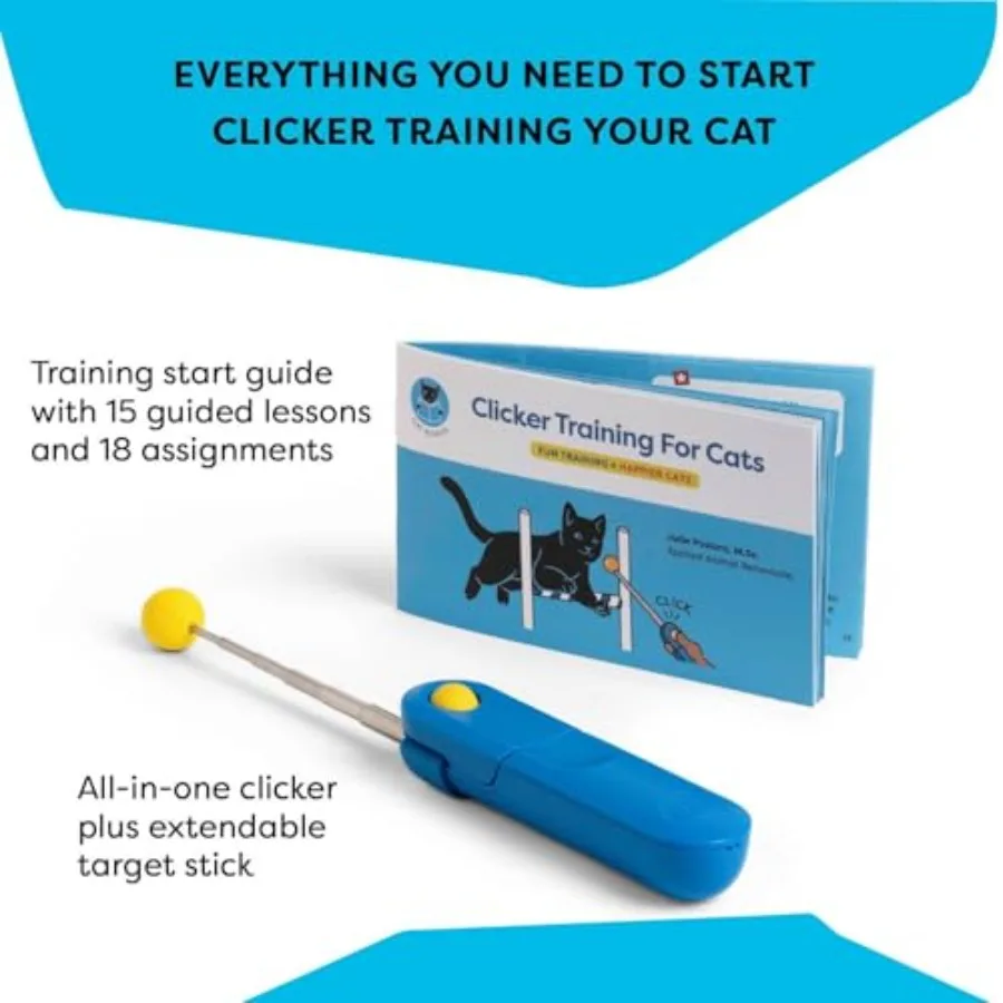 Cat Training Clicker with Detachable Wearable Finger Clicker and Target Stick Positive Reinforcement Training Tool for Cats Ide - Image 3