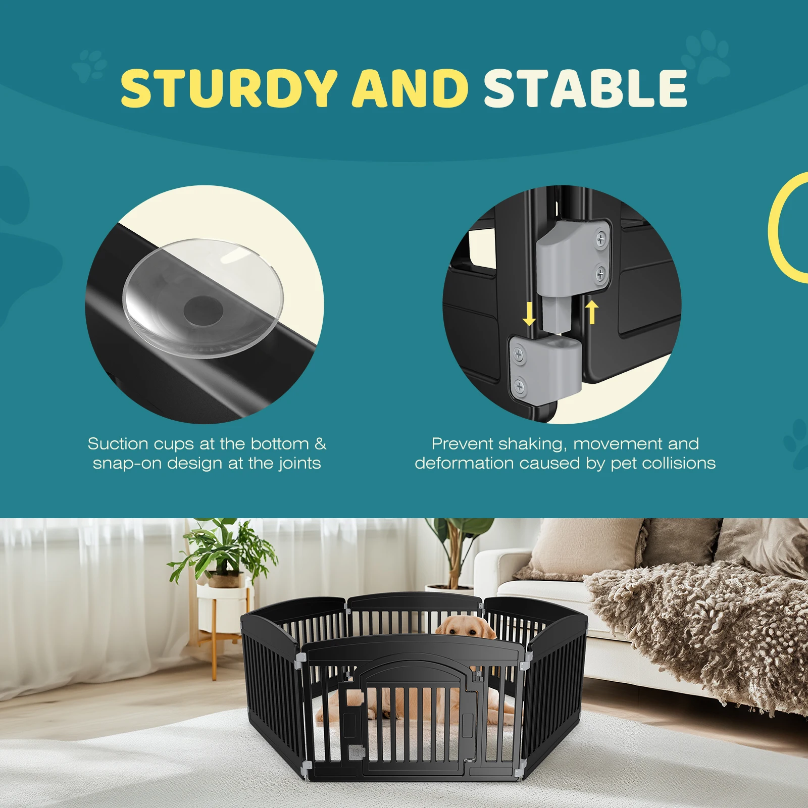 JHK Plastic Dog Playpen 6 Panel 24IN Expandable Durable Pet Fence - Image 5