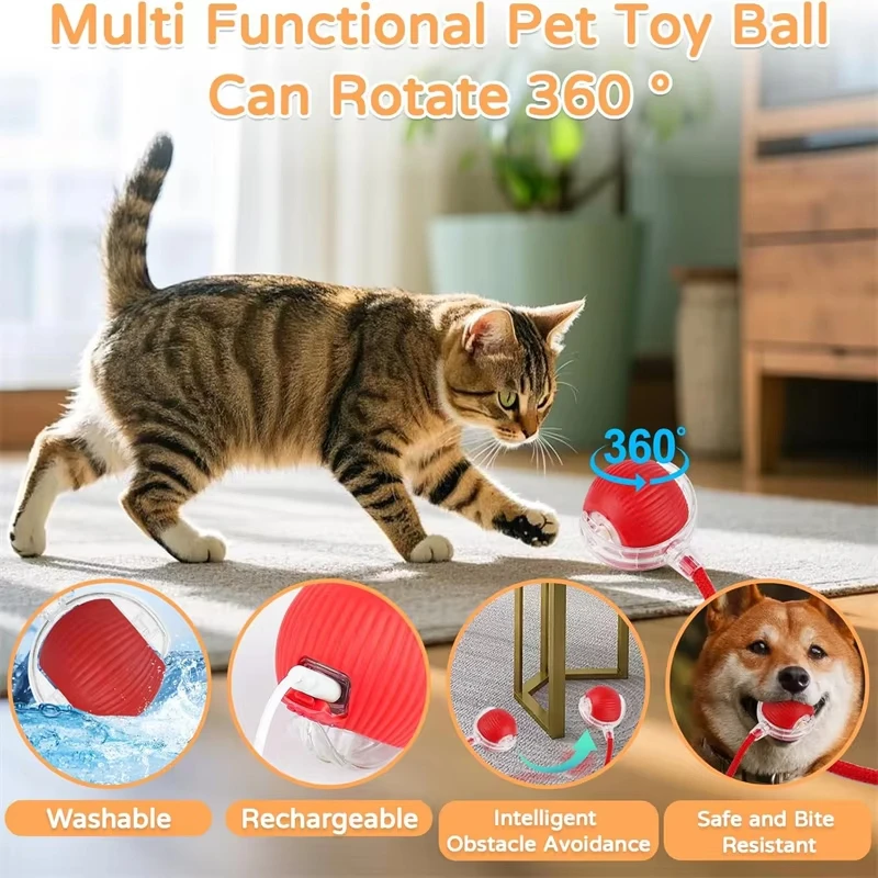 New Cat Interactive Ball Toy Automatic Rolling Ball Faux Tail Rechargeable Smart Pet Toy - Image 3