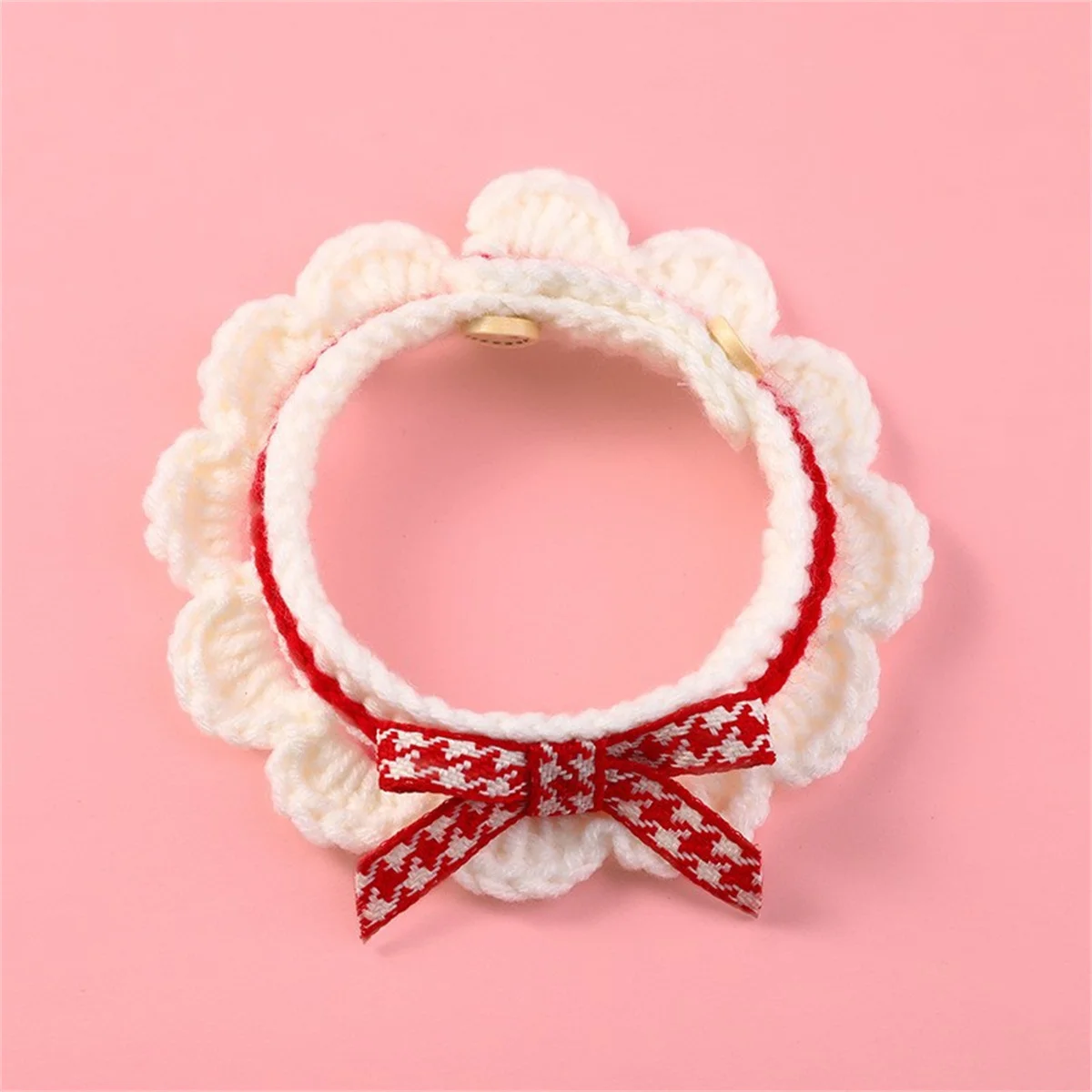Cute Bow-knot Hand-knitted Saliva Towel Kitten Cat Puppy Adjustable Collar Pet Decorative - Image 5