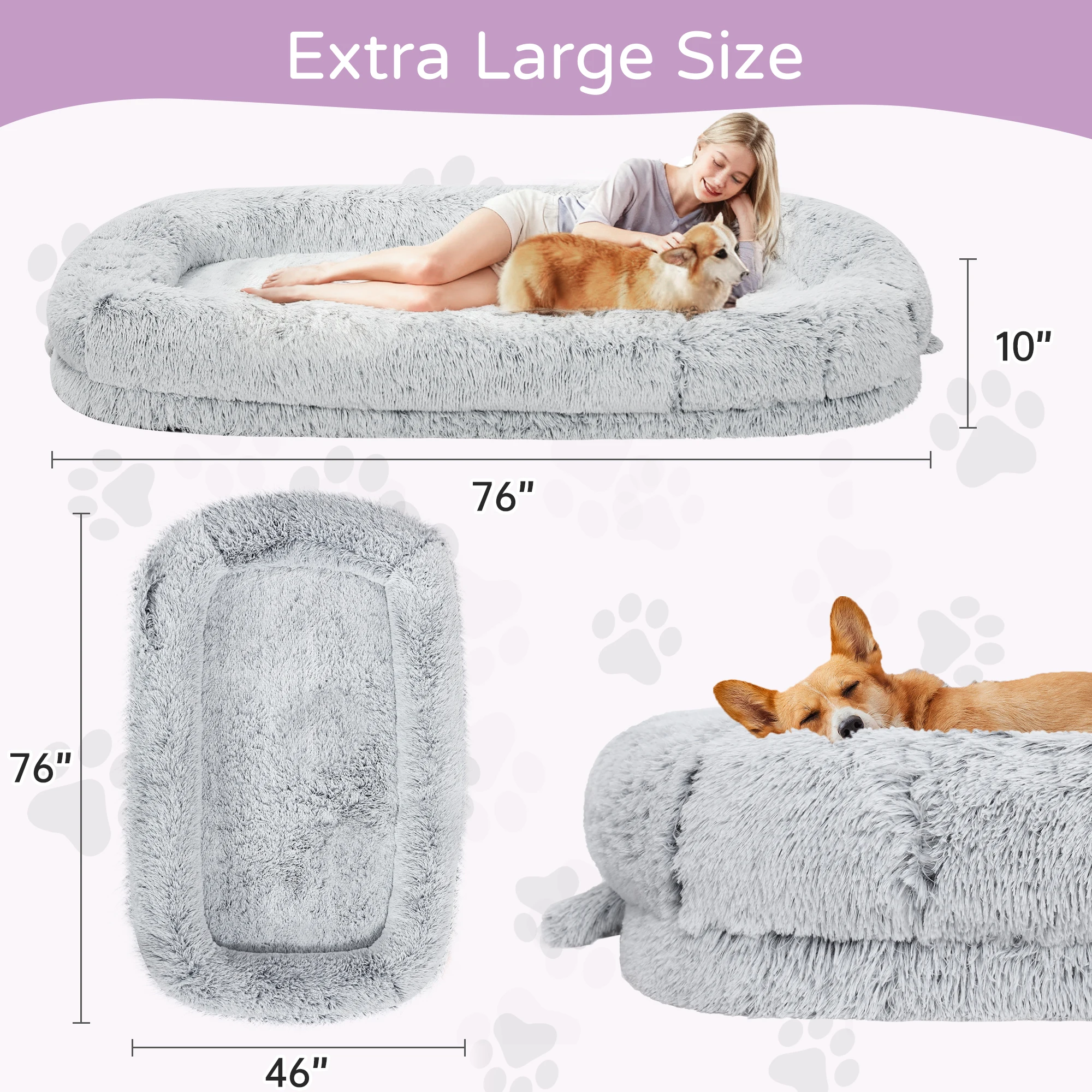 Human Dog Bed for Adults Large Human Size Dog Bed, Orthopedic Design with Removable Cover - Image 3