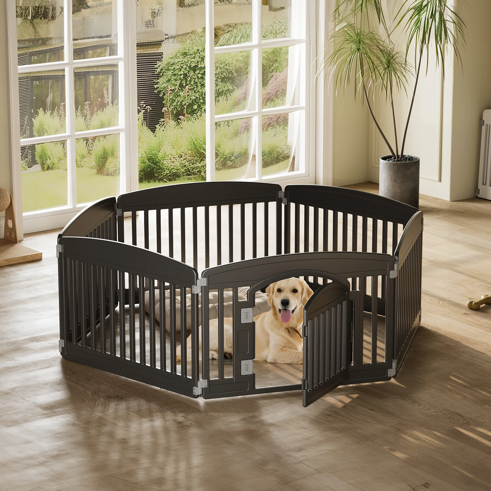 JHK Plastic Dog Playpen 6 Panel 24IN Expandable Durable Pet Fence - Image 1