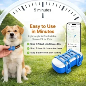 GPS Pet Tracker 4G for Dogs & Cats Built-in SIM with Real-Time Tracking, WiFi Home Positioning, IP67 Waterproof, Plan Required - Thumbnail Image 5