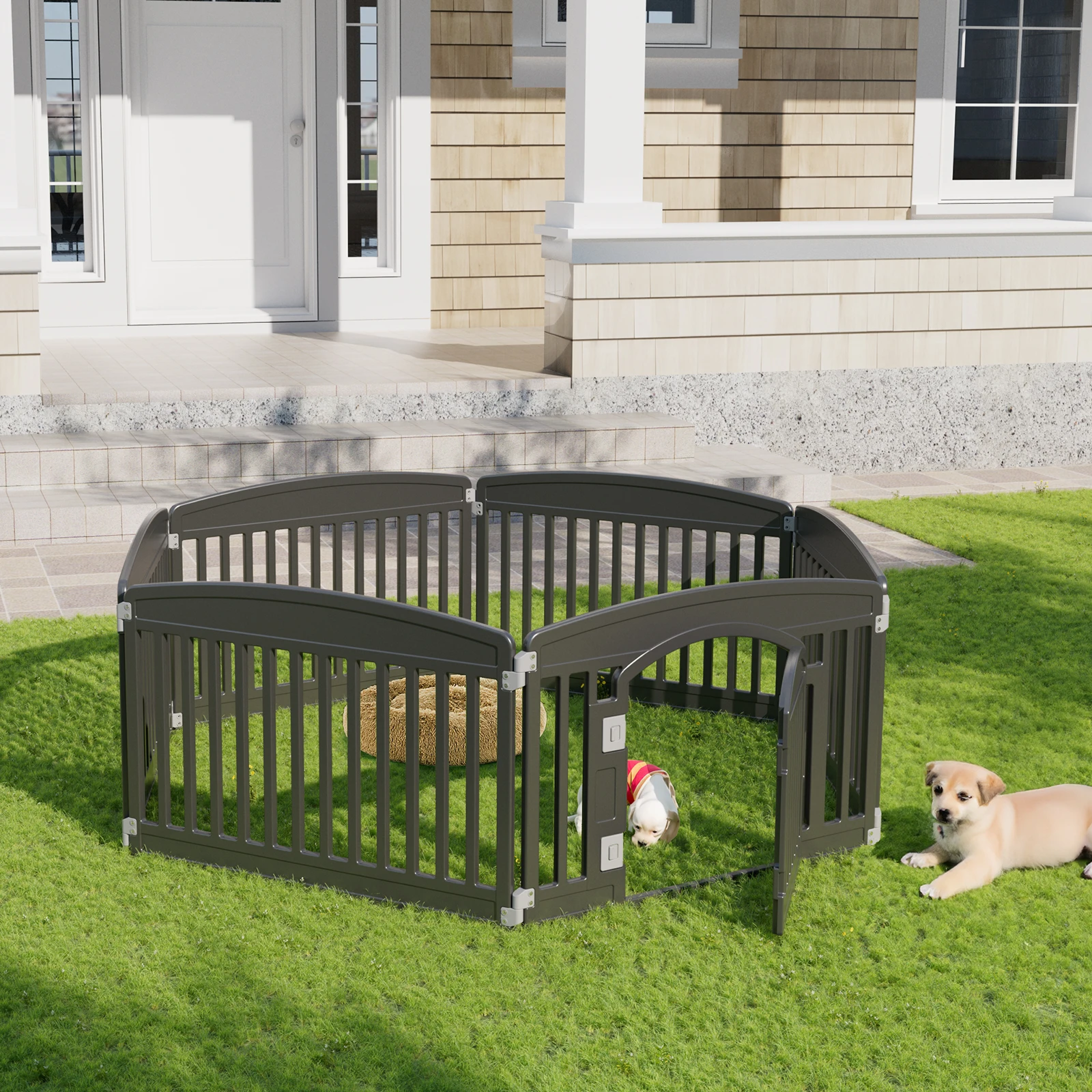 JHK Plastic Dog Playpen 6 Panel 24IN Expandable Durable Pet Fence - Image 2