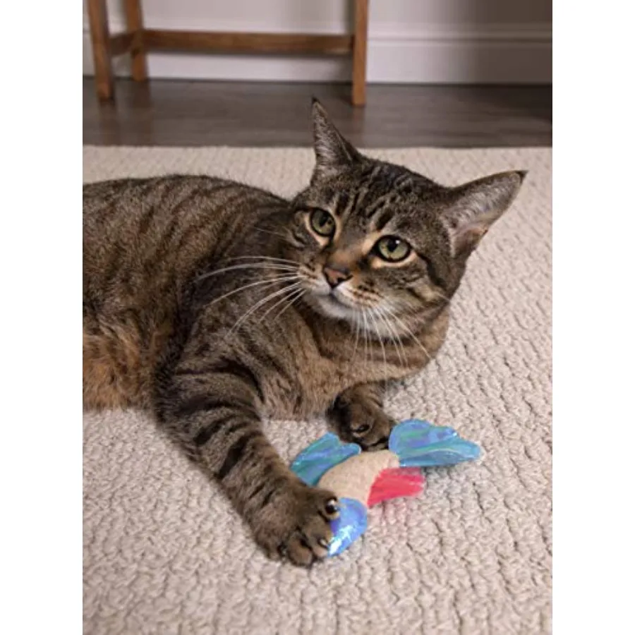 Batty Beta Fish Crinkle Catnip Cat Toy - Tan Blue One Size - Image 1