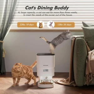 NITYERS 4.5L Automatic Cat Feeder, Timed Dog Food Dispenser with Stainless Steel Clog-Free Design, Voice Recorder, - Thumbnail Image 5