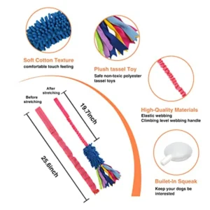 Dog Tug Toy, Dog Toys for Aggressive Chewers, Strong Squeak Rope Toy Easy to GRAP Chew Toy for Large Dogs, Puppies, Middle Dogs - Thumbnail Image 2