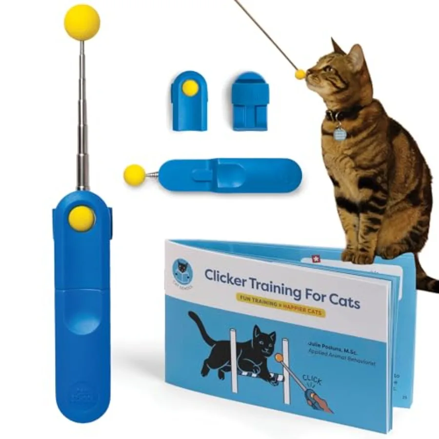 Cat Training Clicker with Detachable Wearable Finger Clicker and Target Stick Positive Reinforcement Training Tool for Cats Ide - Image 1