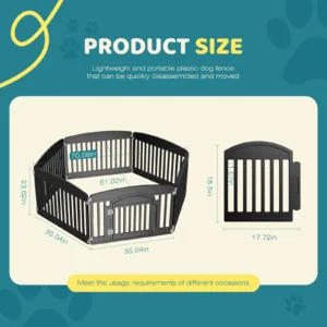 JHK Plastic Dog Playpen 6 Panel 24IN Expandable Durable Pet Fence - Thumbnail Image 3