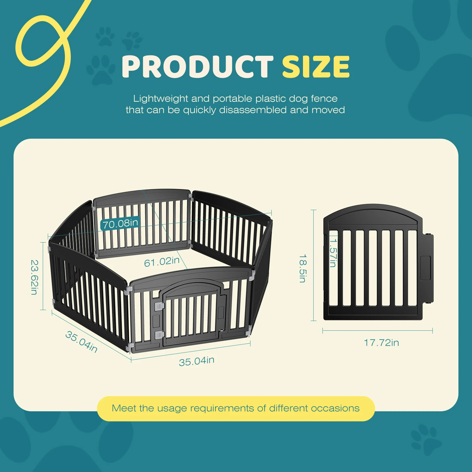 JHK Plastic Dog Playpen 6 Panel 24IN Expandable Durable Pet Fence - Image 3