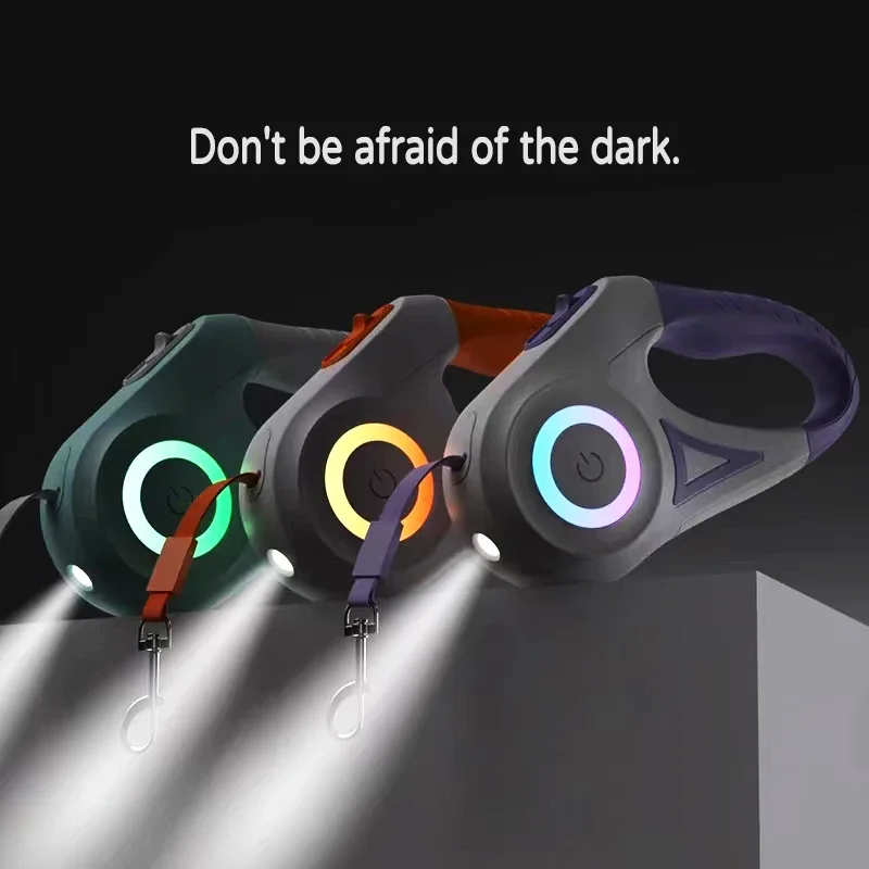 LED Retractable Dog Leash with Light for Puppies Small Medium Big Dogs Cats - Image 1