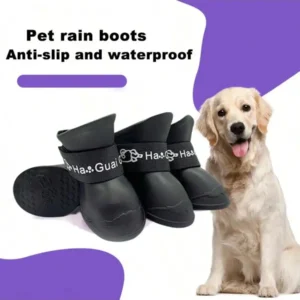 Waterproof Silicone Dog Shoes with Cartoon Pattern, Adjustable Straps, Non-Slip Puncture - Thumbnail Image 4