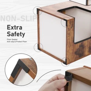 Wood Cat Condo House Bed with Removable Soft Mats Modern Cat Tree Tower with Scratching Pad Cat Scratcher Furniture Kitten Toys - Thumbnail Image 3