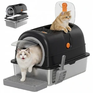 JHK 24IN Stainless Steel Cat Litter Box with Fully Enclosed 30L Large Cat Litter Box for Big Cats Cat Box Scoop and Mat Included - Thumbnail Image 7