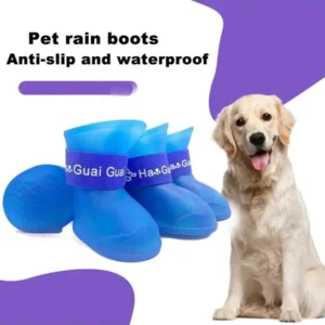 Waterproof Silicone Dog Shoes with Cartoon Pattern, Adjustable Straps, Non-Slip Puncture - Thumbnail Image 3