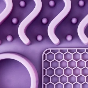 Silicone Slow Feeder Compartment Pet Mat, Purple, 12" x 8" - Thumbnail Image 2