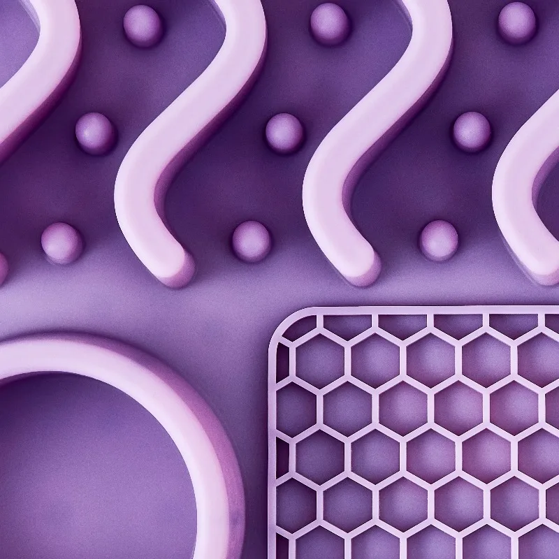 Silicone Slow Feeder Compartment Pet Mat, Purple, 12" x 8" - Image 2