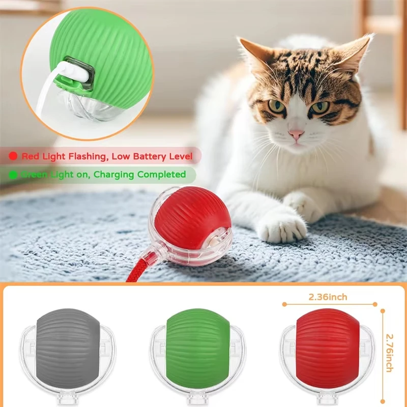 New Cat Interactive Ball Toy Automatic Rolling Ball Faux Tail Rechargeable Smart Pet Toy - Image 2