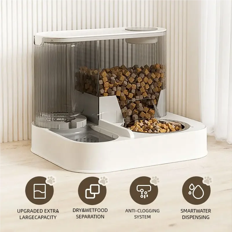 2 in 1 Gravity Pet Feeder Water Fountain Large Capacity Pet Bowl Set for Cats Dogs Puppies Kittens - Image 1