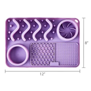 Silicone Slow Feeder Compartment Pet Mat, Purple, 12" x 8" - Thumbnail Image 3