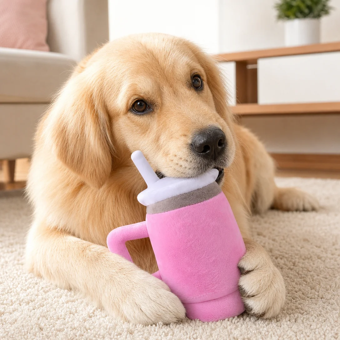 Fashion Pink Tumbler Pet Plush Doll, Lovely Cup Shape Stuffed Toy, Ideal Daily Entertainment - Image 3