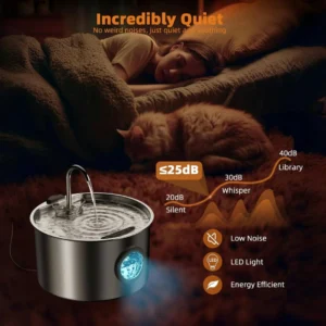 Stainless Steel Cat Water Fountain, 108oz Pet Fountain Dispenser Automatic for Inside Dog Cats - Thumbnail Image 5