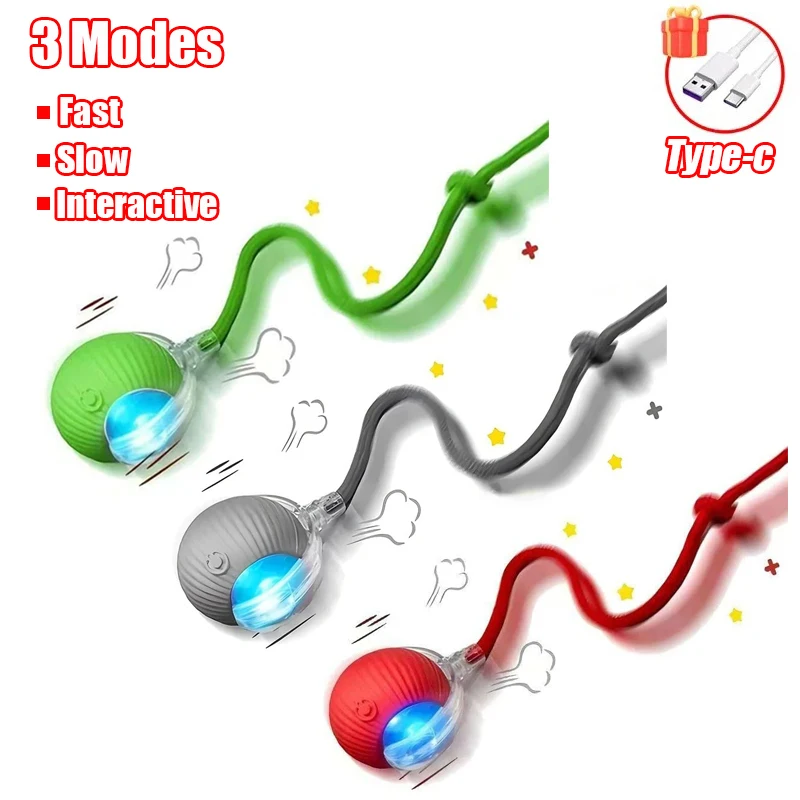 New Cat Interactive Ball Toy Automatic Rolling Ball Faux Tail Rechargeable Smart Pet Toy - Image 5
