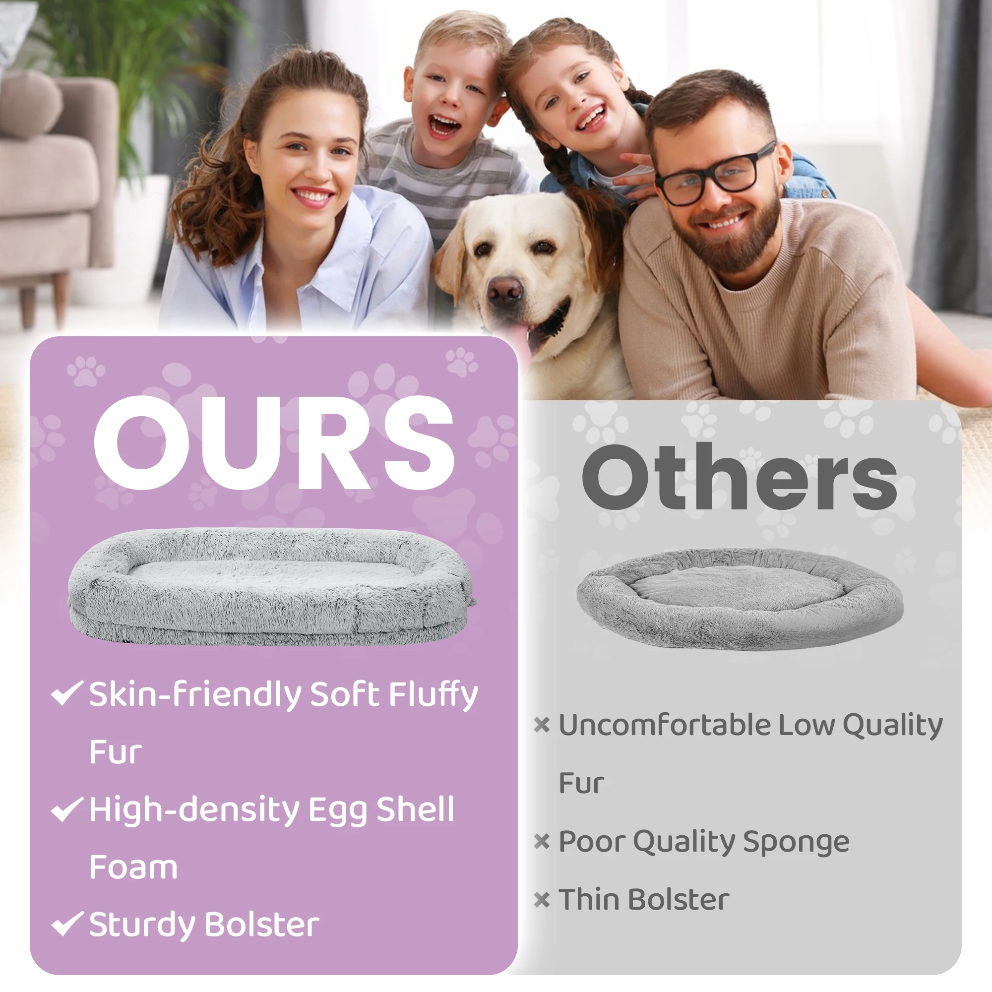 Human Dog Bed for Adults Large Human Size Dog Bed, Orthopedic Design with Removable Cover - Image 6