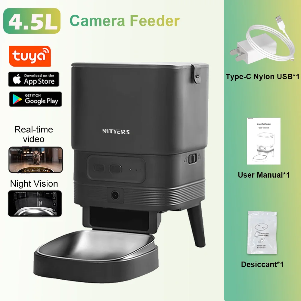 NITYERS 4.5L Automatic Cat Feeder, Timed Dog Food Dispenser with Stainless Steel Clog-Free Design, Voice Recorder, - Image 9