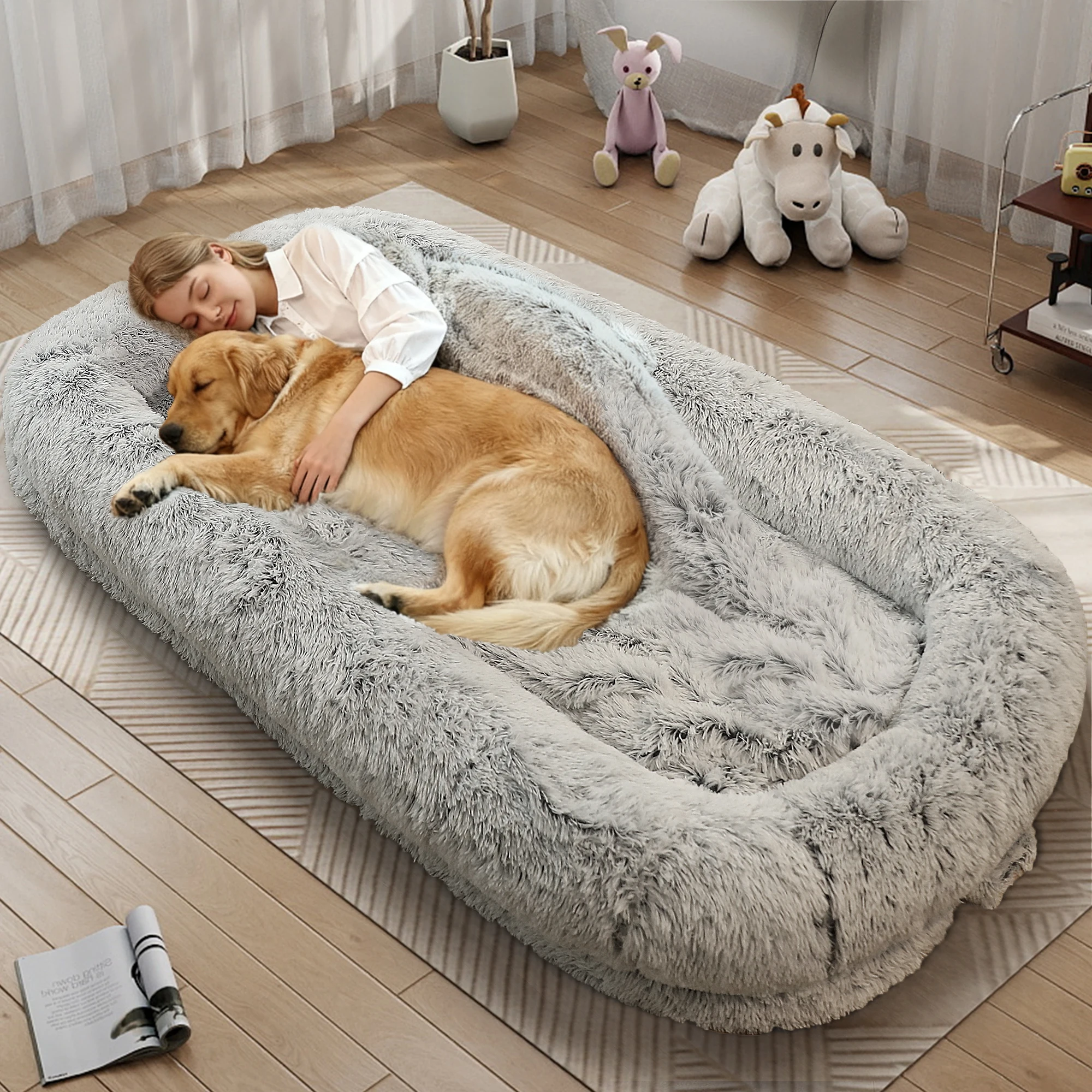 Human Dog Bed for Adults Large Human Size Dog Bed, Orthopedic Design with Removable Cover - Image 1