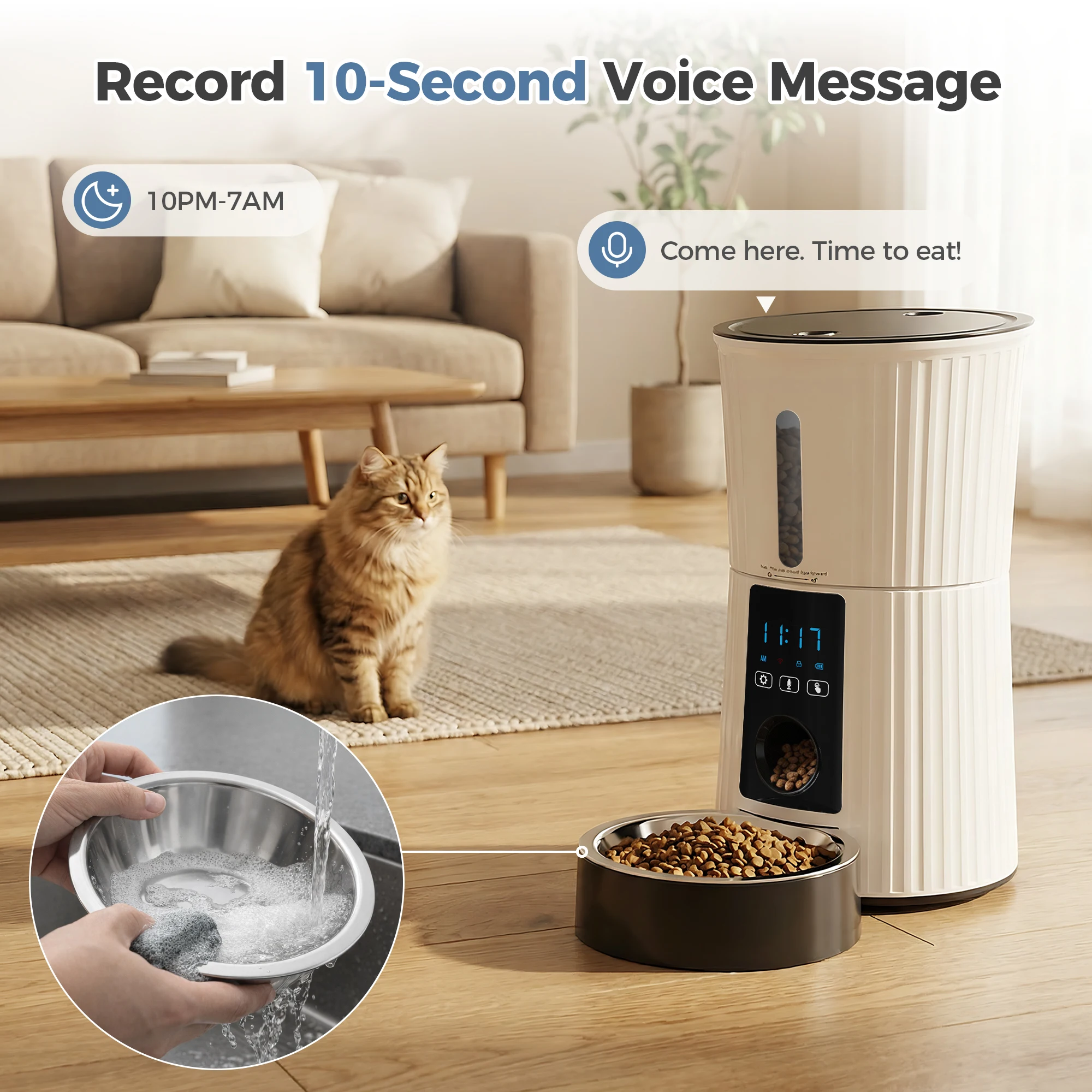 JHK 4L Automatic Cat Feeder WiFi Timed Cat Food Dispenser with APP Control Dual Power Supply - Image 5
