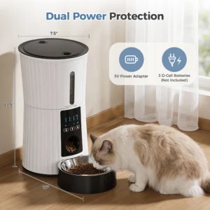 JHK 4L Automatic Cat Feeder WiFi Timed Cat Food Dispenser with APP Control Dual Power Supply - Thumbnail Image 2