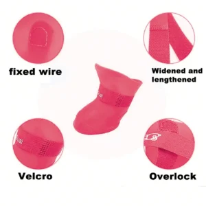 Waterproof Silicone Dog Shoes with Cartoon Pattern, Adjustable Straps, Non-Slip Puncture - Thumbnail Image 2